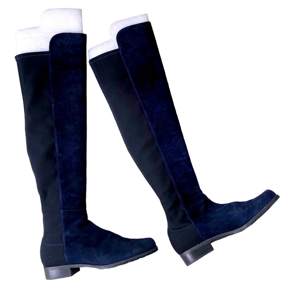 Stuart Weitzman Over-the-Knee Navy Suede Leather  boots Sz 6.5